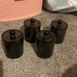Set of Four Black Mini Containers